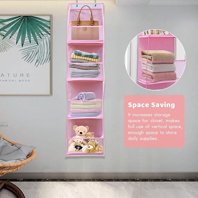 4 Shelf Swing-Proof Behind Door Organizers with Metal Hooks,Closet Hanging Organizer with 4 Large Clear Pocket for Bedroom,Bathroom,Pantry - Image 6