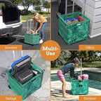 Inspired Living Ultra-Slim Rolling Collapsible Storage Pack-N-Roll Utility-carts, with Telescopic Handle, for Home, Garden, Shopping, Office, School use, Large, Motif Print - Image 6