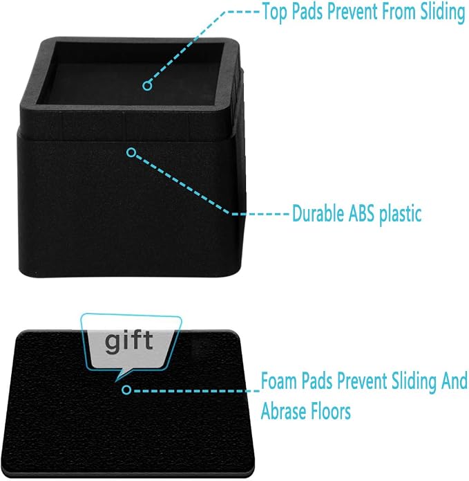 BTSD-home Bed Risers 3 Inch, 6 Pack - Image 3