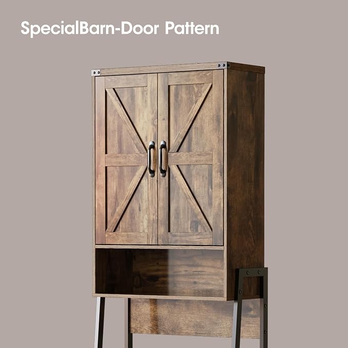 Vabches Over The Toilet Storage Cabinet with 2-Door Design Bathroom Organizers and Storage with Anti-Tip Device Over Toilet Organizer with Shelves for Bathroom,Restroom,Laundry Brown - Image 7