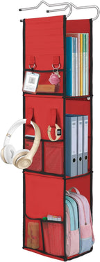 LOVEGRASS 3 Shelf Hanging Locker Organizer with Side Pockets, Red and Black by LOVEGRASS
