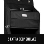 GORILLA GRIP Over The Door Organizer Storage, 5 Deep Hanging Shelves, Holds 50lbs, Closet Organizers Shelf for Bedroom, Shoes, Bathroom, Nursery, Dorm Essentials, 3 Metal Hooks, 58x15 Inches, Black - Image 4