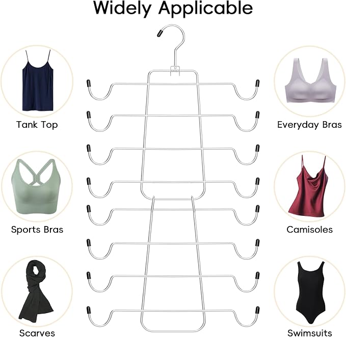 TomCare 4 Pack Space Saving Hangers, 2 Tank Top and 2 Leggings Organizers | 360° Swivel Design, 20 Clips for Leggings and Yoga Pants, Stainless Steel Hanging Closet Organizer - Image 5