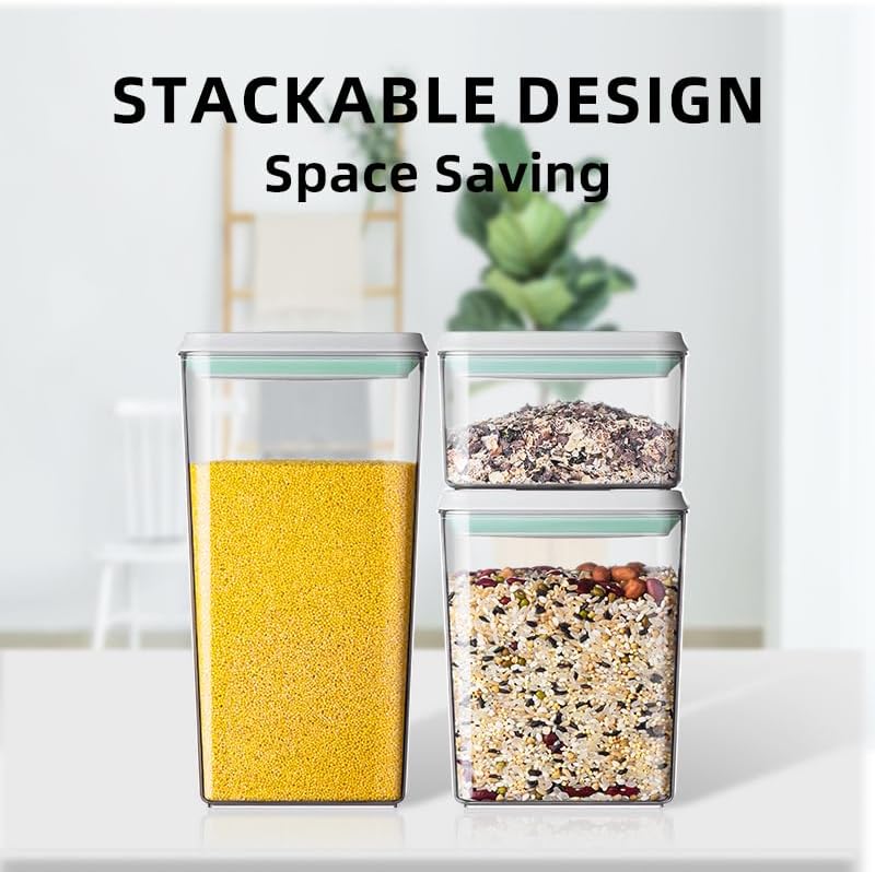 Food Storage Containers with Lids Airtight- 3Pcs BPA-Free Kitchen and Pantry Organization Pop Containers, Leakproof Stackable Kitchen Storage Containers for Cereal, Flour, Sugar (0.5, 1.2, 1.8 QT) - Image 4