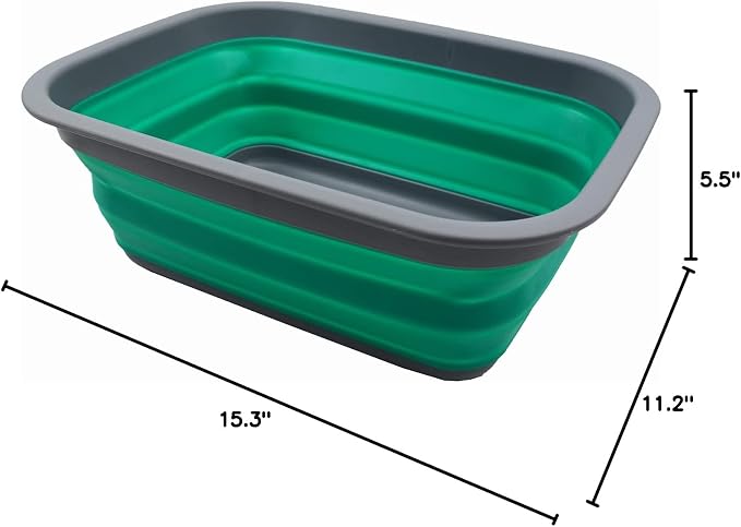 SAMMART 9.2L (2.37Gallon) Collapsible Tub - Portable Outdoor Picnic Basket/Crater - Foldable Shopping Bag - Space Saving Storage Container (M, Dark Grey/Bluish-Green) - Image 7