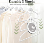 Velvet Felt Stackable Hangers 50 Pack, Thin & Space Saving, White | Non Slip, 15Lbs Capacity Heavy Duty With 360° Swivel Hook, Shoulder Notches, No Shoulder Bump, for Coat Suit Shirt Dress - Image 2