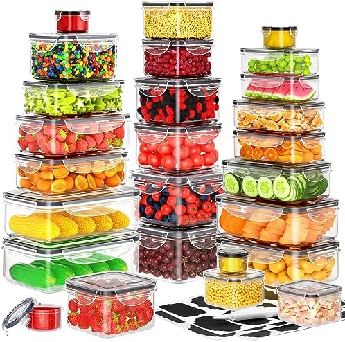 52 PCS Food Storage Containers with Lids Airtight (26 Containers & 26 Lids), Plastic Storage Meal Prep Container-Stackable 100% Leakproof & BPA-Free Organization and Storage Set, Lunch Containers by PONYCROSSINGTHERIVER