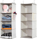 2 Packs Hanging Closet Organizer, 4-Shelf Closet Organizers and Storage with Side Pockets, Collapsible Hanging Shelves for Closet & RV & College Dorm,Beige by WelcometoYRCBEHFU