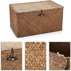 Hipiwe Set of 3 Seagrass Storage Baskets with Lid - Large Woven Wicker Bins - Image 3