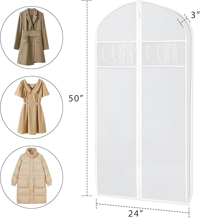 Zilink Clear Suit Coat Bag for Storage Dress Bags for Hanging Clothes 50 in - Image 2