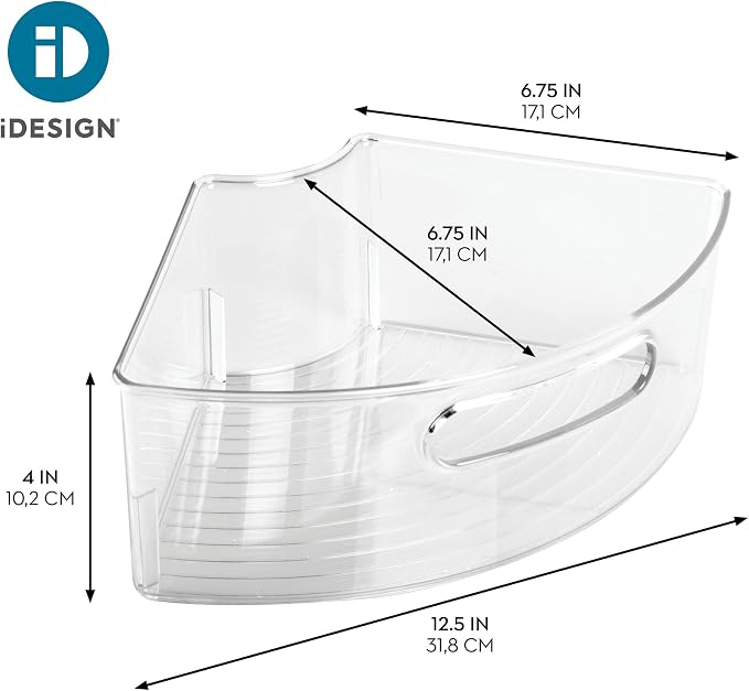 iDesign Plastic Lazy Susan Cabinet Storage Bin, 1/4 Wedge Container for Kitchen, Pantry, Counter, BPA-Free, 12.5 in x 6.75in x 4in Set of 4, Clear - Image 4