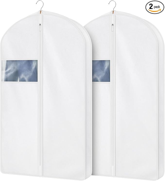 43 Inch Cotton Garment Bag for Hanging Clothes, 3 Pack Suit Bag by Kntiwiwo