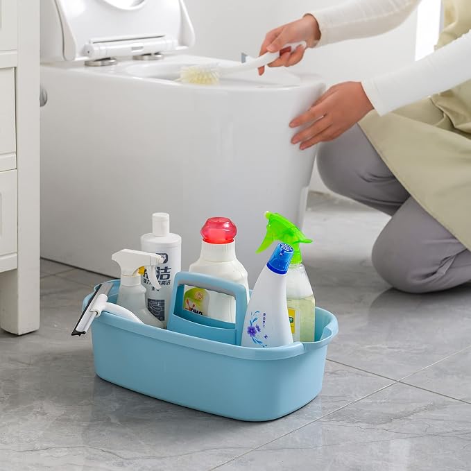 ALINK Large Plastic Shower Caddy Tote, Portable Storage Caddy Basket Organizer with Handle for Dorm, Bathroom, Tool, Garden, Kitchen, Cleaning Supplies - White - Image 5