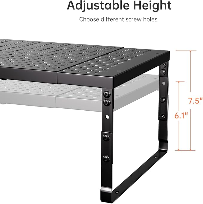 Cabinet Shelf Organizer, Spice Rack,Stackable, Expandable, Rust Resistant, Convenient Kitchen Storage, Metal Shelf for Kitchen, Countertop, Restroom(3Packs/Black,Medium) - Image 4