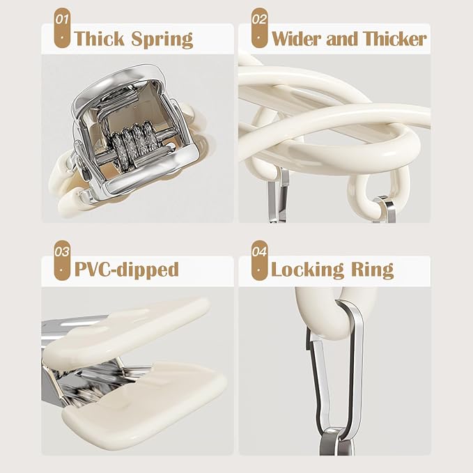 Pants Hangers with 20 Clips, Space Saving Hanging Closet Organizer (Beige) - Image 6
