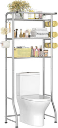 Simple Trending 3 Tier Over The Toilet Rack, Shelf Bathroom, Bathroom Stand Organizer Space Saver, Silver by SimpleTrending