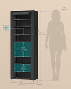 SONGMICS 10-Tier Shoe Rack with Cover, Shoe Storage Cabinet for 20 Pairs - Image 2
