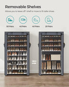 SONGMICS 10-Tier Shoe Rack with Cover, Shoe Storage Cabinet for 40-50 Pairs - Image 5