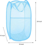 Larpur Pop up Laundry Hamper, Collapsible Laundry Basket, Portable Mesh Clothes Hamper for Home Room, College Dorm, Apartment, Foldable Hamper with Carry Handles, Sky Blue - Image 2