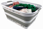 SAMMART 42L (11 Galloons) Collapsible Plastic Laundry Basket - Foldable Pop Up Storage Container/Organizer - Portable Washing Tub - Space Saving Hamper/Basket [BPA Free] (White/Grey (Set of 2)) - Image 4