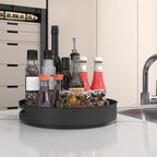VAEHOLD Lazy Susan Stainless Steel Black Spice Rack Turntable for Pantry Cabinet - Decorative Trays Storage Containers Organizer for Kitchen Cabinet, Snacks, Bathroom (12 inches) - Image 4