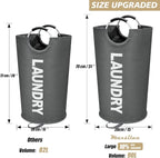Maxsilan 90L Large Laundry Basket Bag, Collapsible Tall Hamper, Dark Grey - Image 3