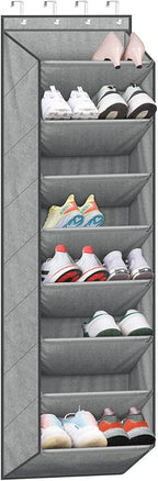 SLEEPING LAMB Over The Door Shoe Organizer for Closet with Large Deep Pockets, Narrow Shoe Rack for Door Hanging Boots Storage, Grey by SLEEPINGLAMB