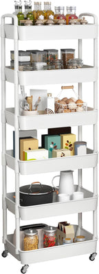 Sywhitta 6-Tier Plastic Rolling Utility Cart with Wheels for Storage,White by haseverythingyouneed