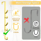 Kaiferty Over the Door Hooks, Metal Door Hooks for Hanging, Over the Door Purse Organizer for Door Coat Hanger, Back of Shower for Hanging Towel Rack Clothes, Hat, Bathroom, Closet (Gold-3Packs) - Image 2