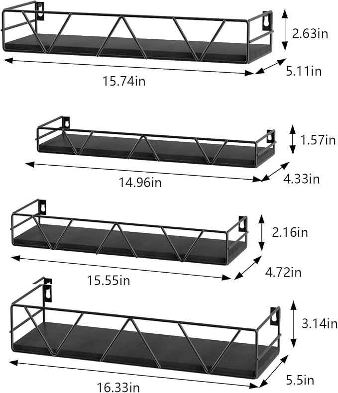 Floating Shelves Set of 4, Wood Wall Shelf, Farmhouse Shelf for Bedroom - Image 3