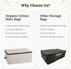 Canvas Storage Bags for Comforters and Blankets - X-Large Zippered Storage Bags for Blankets, Comforters, and Clothes - Easy Storage Under Bed, 100% Cotton, Breathable with Carrying Straps (2 Bags) - Image 7