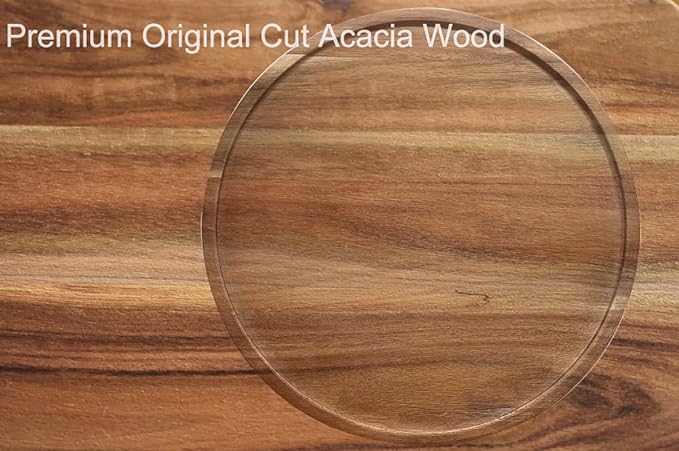 9" Acacia Wood Lazy Susan Organizer Kitchen Turntable for Cabinet Pantry Table Organization,2 Pack - Image 4
