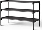 Kitsure Shoe Rack - Non-Woven Shoe Rack Shelf, 27.5" Wide - 3 Tier, Black | Shoe Organizer for Closet, Entryway, Garage, Stackable Shoe Shelves, college dorm&apartment essentials by Kitsure