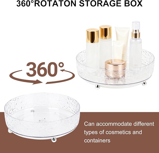 360° Rotating Makeup Organizer, 9" Clear Perfume Organizer Turntable Lazy Susan for Vanity, Pantry, Bathroom Counter, Cabinet, Spinning Cosmetic Storage Holder for Skincare, Perfume, Lotions - Image 3