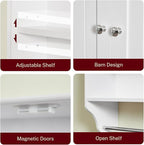 Iwell Bathroom Wall Cabinet, Over The Toilet Storage Cabinet with Towel Rack & Adjustable Shelf, Medicine Cabinet for Bathroom, White - Image 6