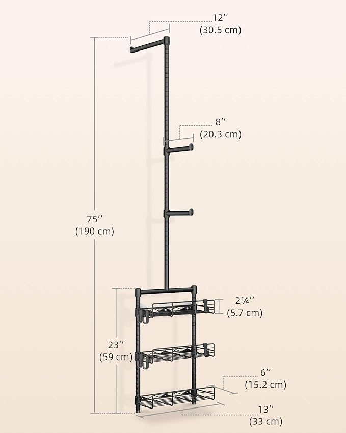 Laundry Room Shelves - Over the Washer and Dryer Storage Shelf, Laundry Hanging Rod with Basket and Hanger Organizer for Laundry Room Organization - Image 8
