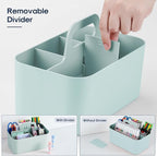 Multiuse Caddy Organizer with Handle, Portable Divided Plastic Tote Bin - Art Craft, Stationary Pen Marker Crayons, Makeup Hair Supplies Storage - Bathroom, Classroom, Dorm, Office, Desk Holder - Mint - Image 6