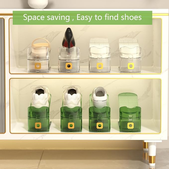 CiBiZi Adjustable Shoe Slots Organizers Clear Shoe Space Saver Shoe Stacker Shoe Rack Holder Oraganizers for Closet Cabinet Storage Clear 6PACK - Image 4
