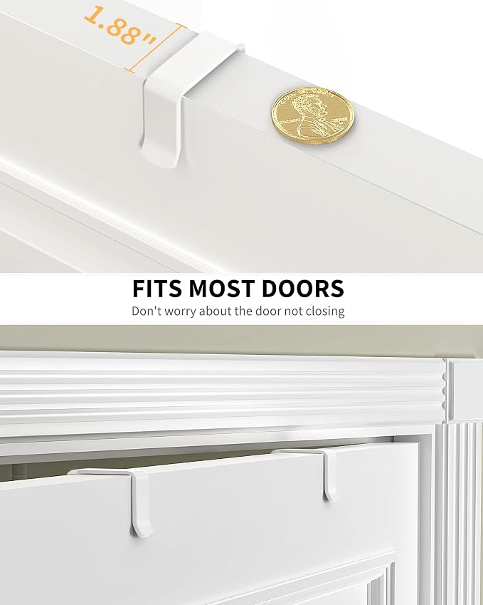 Moforoco White 6-Tier Over Door Pantry Organizer, Pantry Organization Storage, Door Metal Hanging Spice Rack Basket Shelves, Home Kitchen Apartment Essentials, Laundry Room Bathroom Organization - Image 3