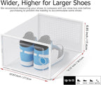 Kuject XX-Large Shoe Storage Boxes 12 Pack, Clear Stackable Shoe Organizer | Shoe Case for Closet, Entryway & Under-Bed Storage, Drop-Front Design, Space-Saving Solution for Family Organization,White - Image 2