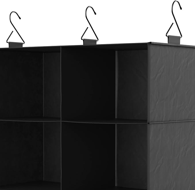 ClosetMaid 6-Shelf Fabric Hanging Closet Organizer with Garment Rod for Shirts, Sweaters, Pants, Hats, Shoes, Purses with Charcoal Black Finish - Image 6