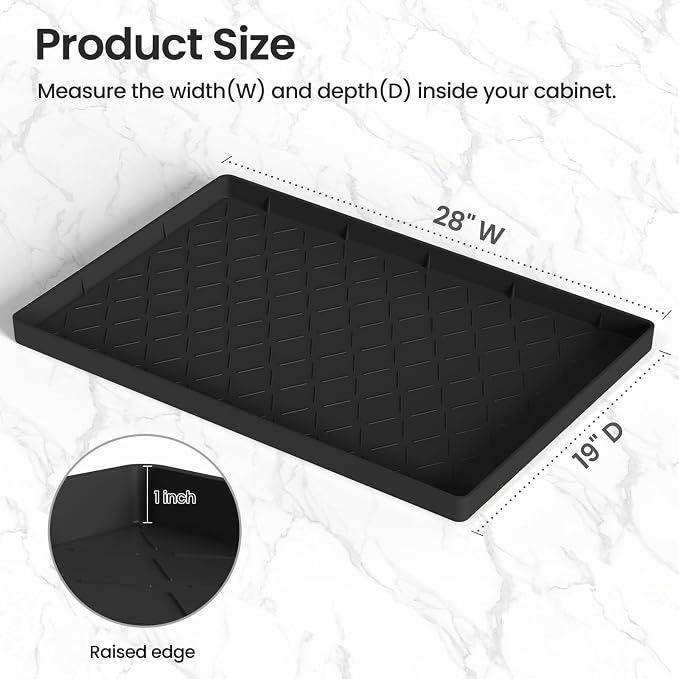 Mateeylife Under Sink Mat Kitchen Waterproof，Silicone Sink Tray 28"X19" - Image 5