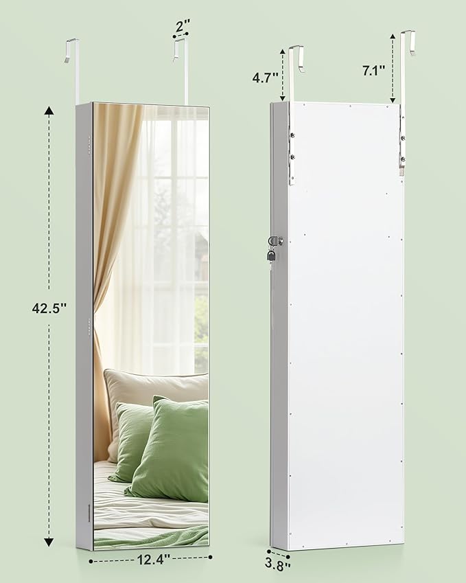 Nicetree Hanging Jewelry Cabinet, Jewelry Organizers and Storage, White - Image 7