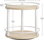 YATINEY Lazy Susan Organizer, Rotating Spice Rack, 2 Tier Spice Turntable Organizer, Industrial Turntable Spice Holder, for Kitchen Countertop, Compact and Versatile, White and Light Oak SR22WG - Image 8