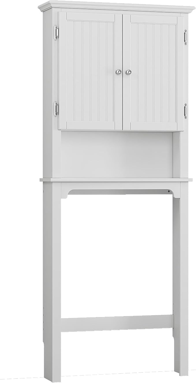 UTEX Over The Toilet Storage Cabinet, White Bathroom Organizer with Doors - Image 8