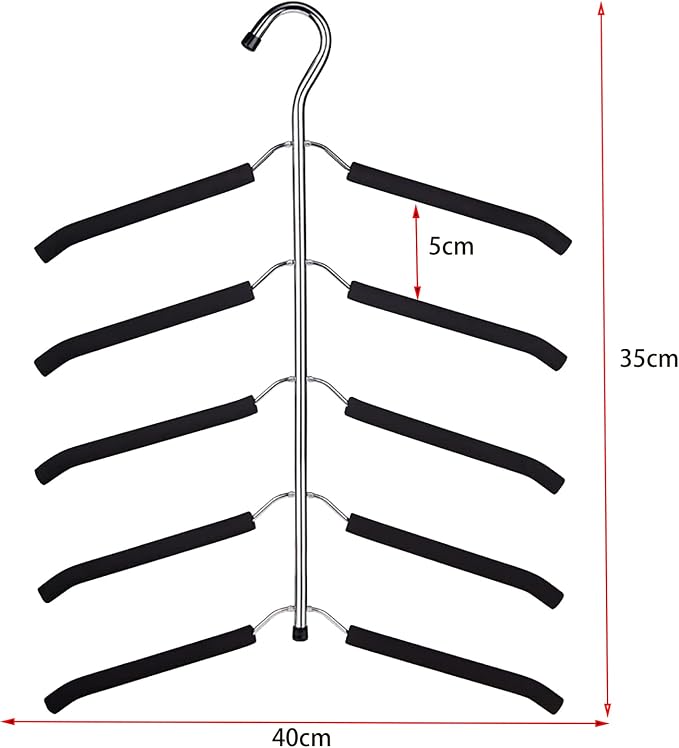 Blouse Tree Hangers Multi-Layer Clothes Hangers 3 Pack 5 in 1 Non Slip Space Saving Closet Organizer Stainless Steel Shirt Hanger Coats Hanger（Black） - Image 5