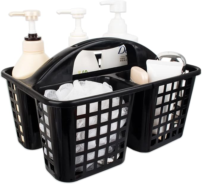 Portable Shower Caddy Basket Plastic Storage Basket with Compartments Black by JiatuA
