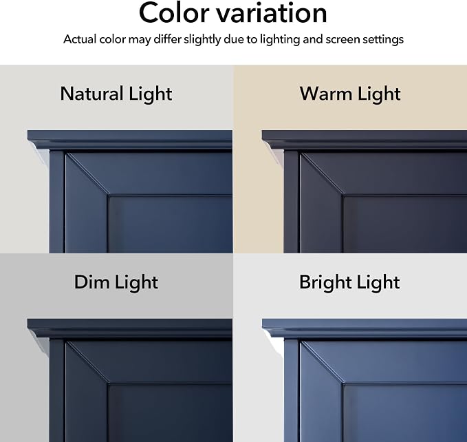 VANIRROR Navy Blue Bathroom Cabinet Wall Mounted W/ 2 Door Adjustable Shelf - Image 3