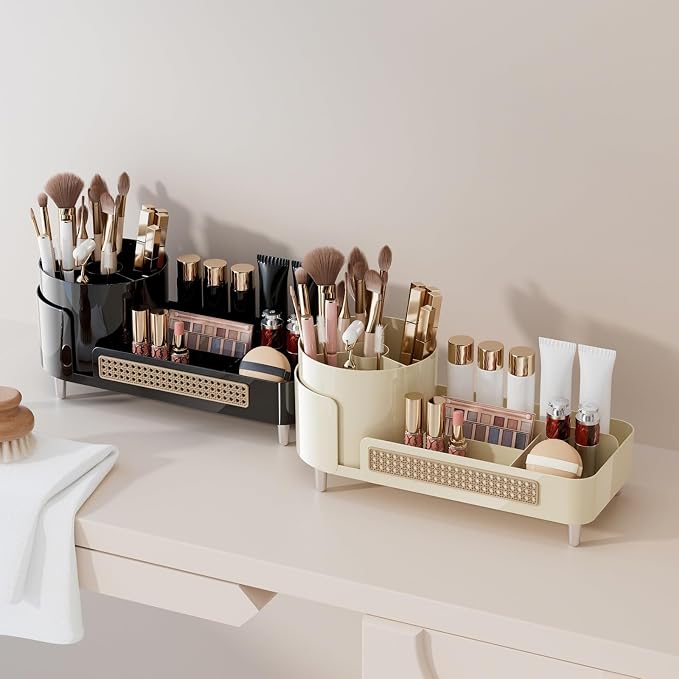 Booklov Rotating Makeup Organizer for Vanity Countertop, Black - Image 6