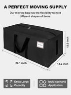 HOMESURE Supports 200lbs Heavy Duty Moving Bags - Strong Zipper & Wrap-Around Handles - Water-Resistant Storage Totes, Durable Alternative to Moving Boxes - 12 Pack - Black - Image 5
